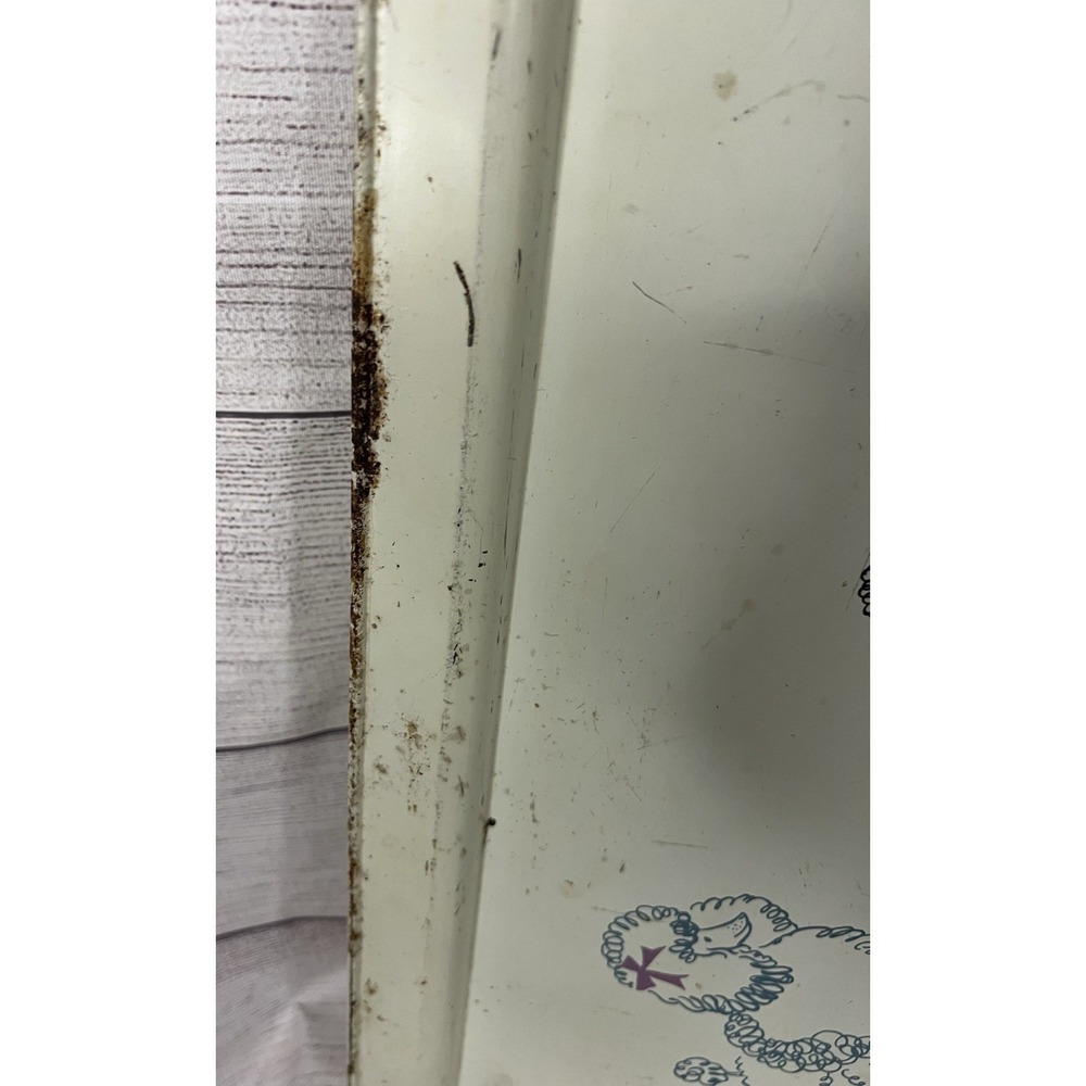 Mid Century Poodle Tray By Sybil TV White Blue Pink Kitschy - Picture 6 of 7